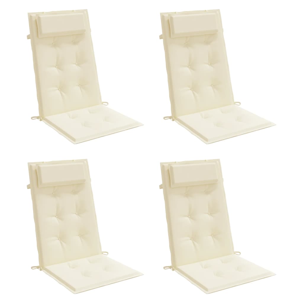 Cuscini per Sedia con Schienale Alto 4 pz Crema Tessuto Oxford