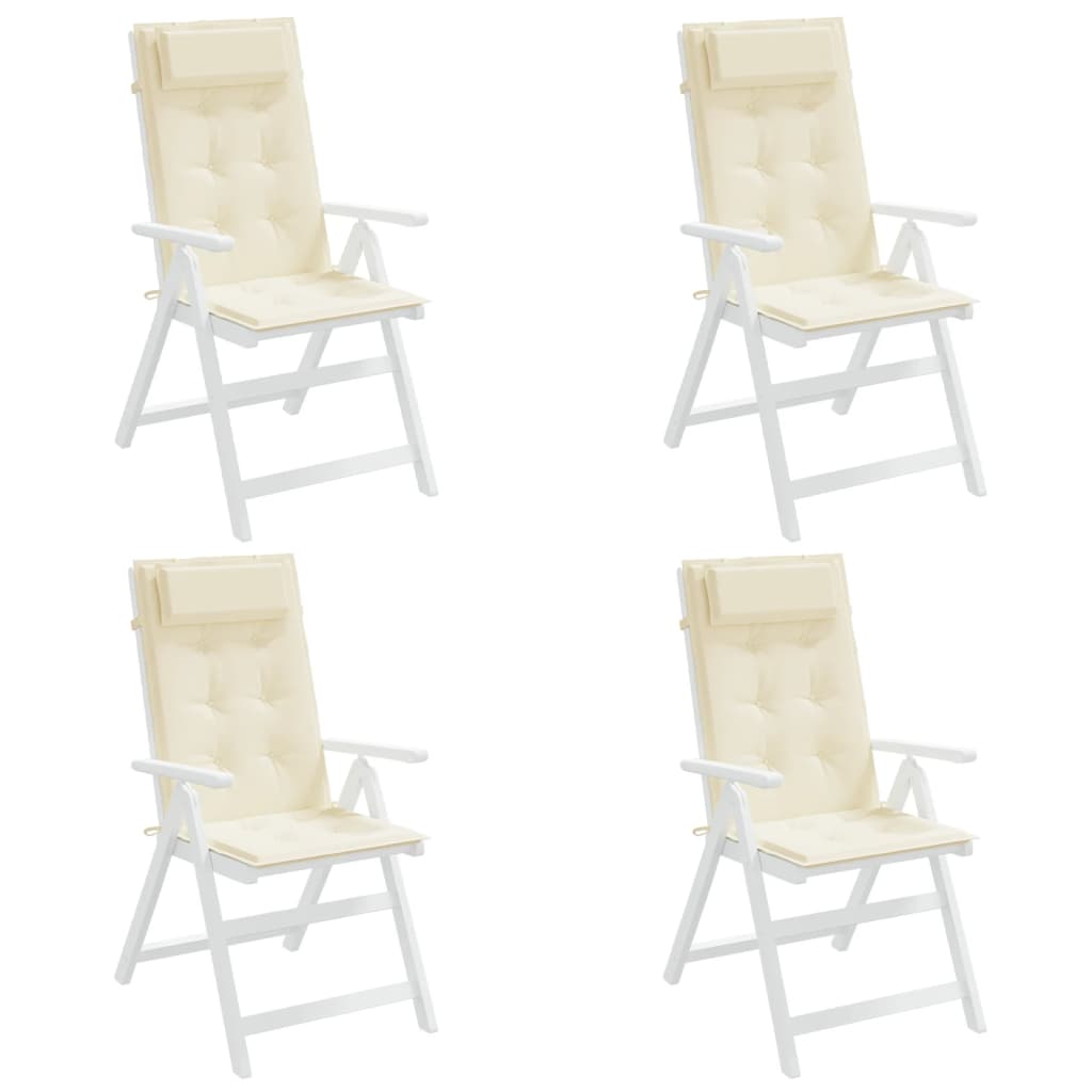 Cuscini per Sedia con Schienale Alto 4 pz Crema Tessuto Oxford