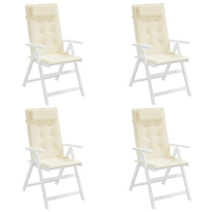 Cuscini per Sedia con Schienale Alto 4 pz Crema Tessuto Oxford