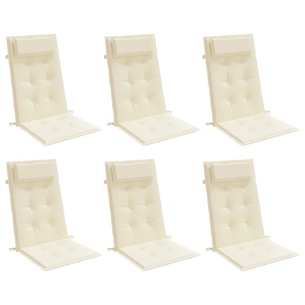 Cuscini per Sedia con Schienale Alto 6 pz Crema Tessuto Oxford