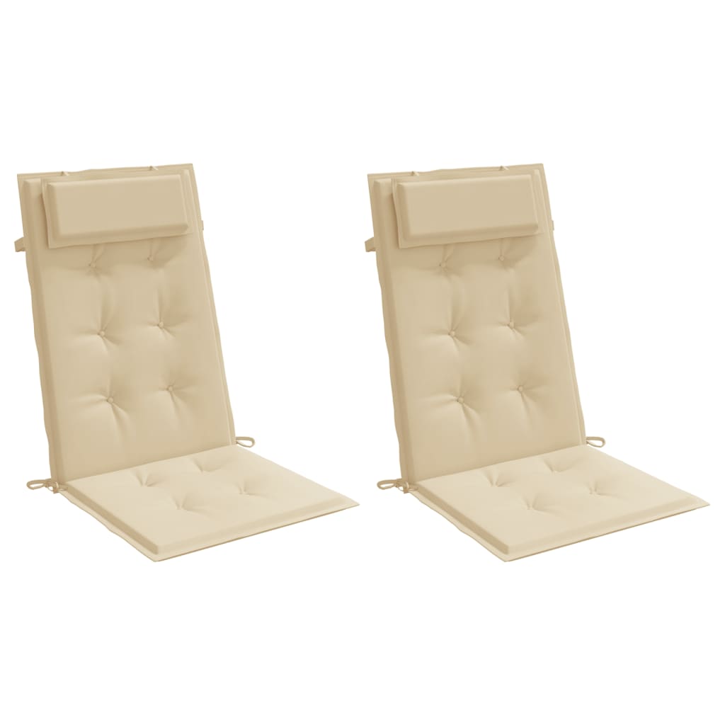 Cuscini per Sedia con Schienale Alto 2 pz Beige Tessuto Oxford
