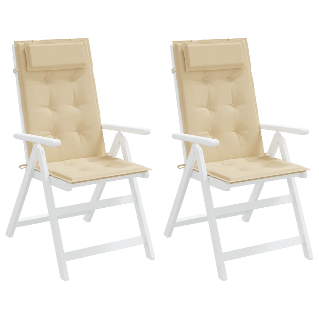 Cuscini per Sedia con Schienale Alto 2 pz Beige Tessuto Oxford