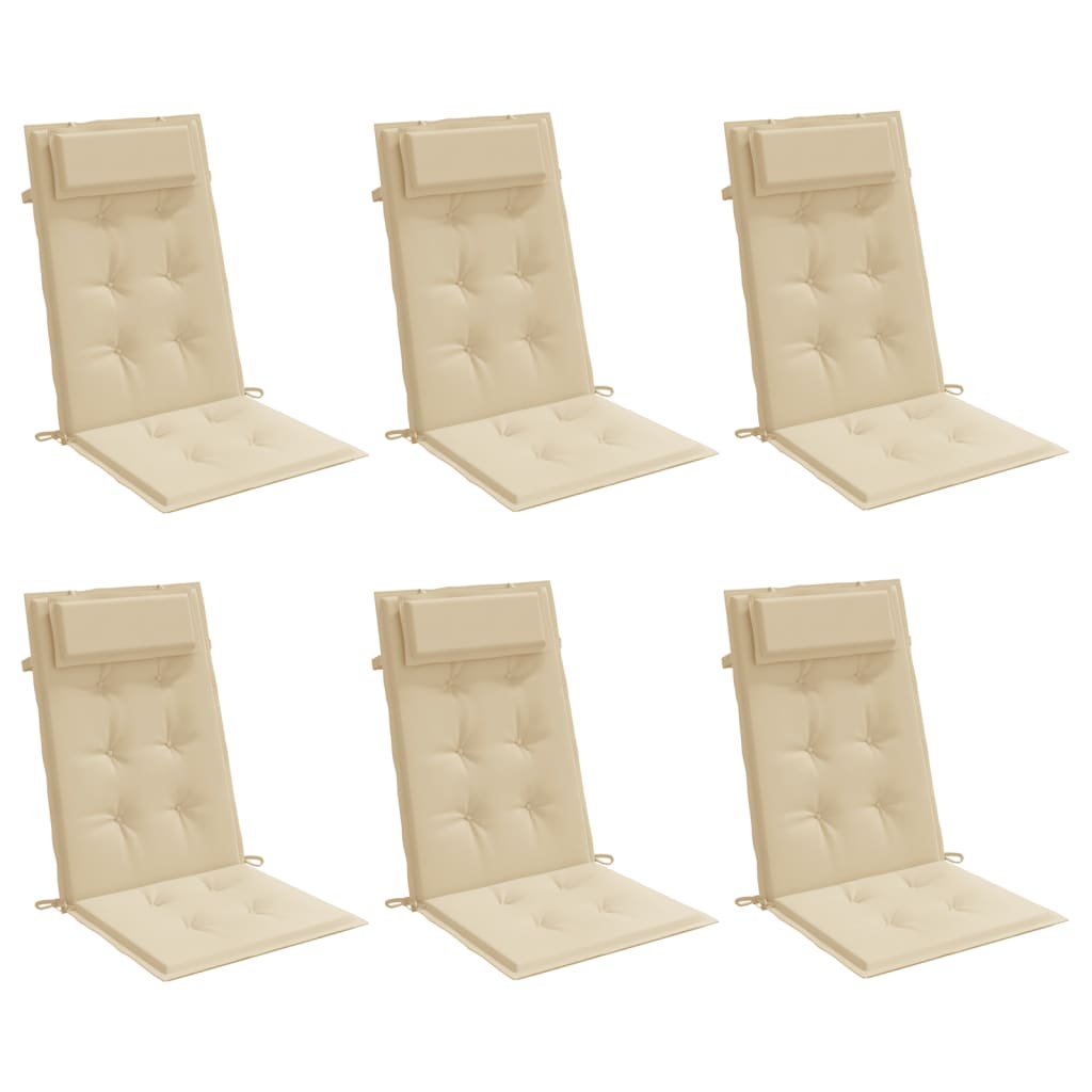 Cuscini per Sedia con Schienale Alto 6 pz Beige Tessuto Oxford