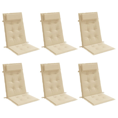 Cuscini per Sedia con Schienale Alto 6 pz Beige Tessuto Oxford
