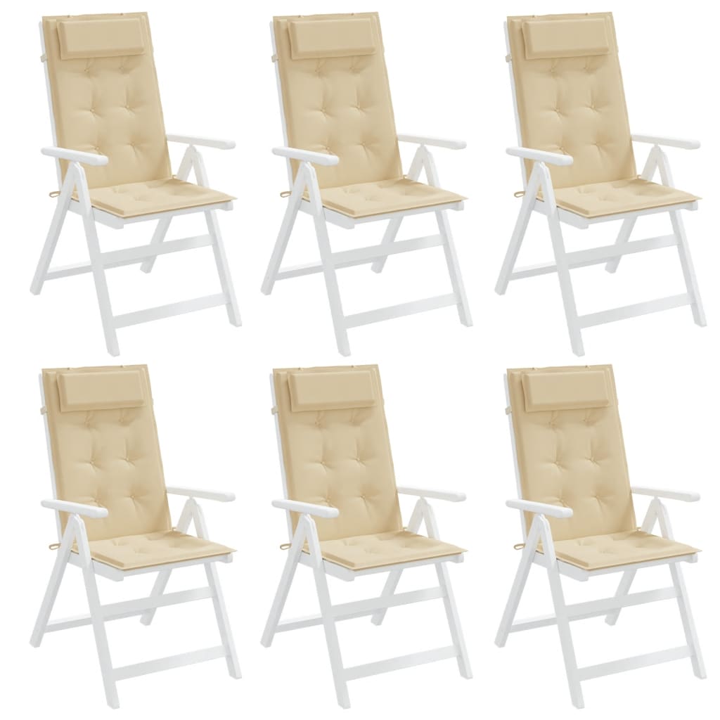 Cuscini per Sedia con Schienale Alto 6 pz Beige Tessuto Oxford