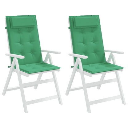 Cuscini per Sedia con Schienale Alto 2 pz Verde Tessuto Oxford