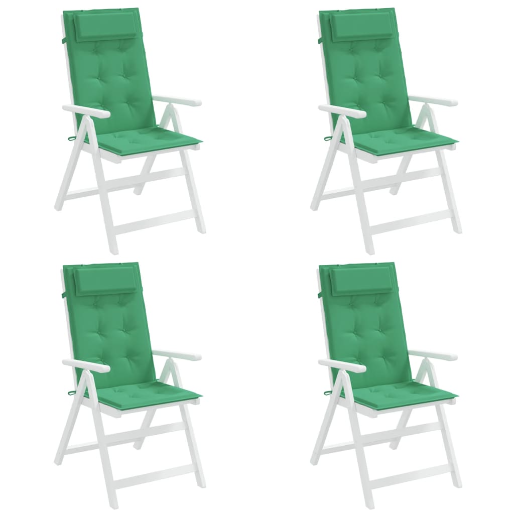 Cuscini per Sedia con Schienale Alto 4 pz Verde Tessuto Oxford