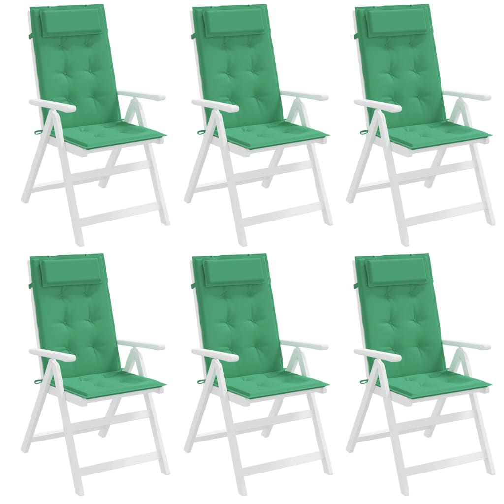 Cuscini per Sedia con Schienale Alto 6 pz Verde Tessuto Oxford
