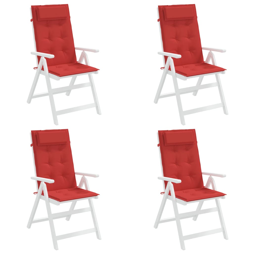 Cuscini per Sedia con Schienale Alto 4 pz Rosso Tessuto Oxford