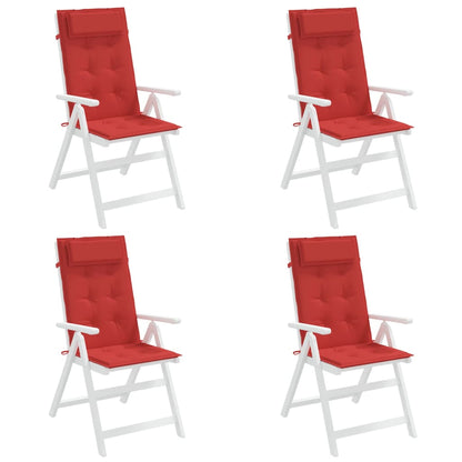 Cuscini per Sedia con Schienale Alto 4 pz Rosso Tessuto Oxford