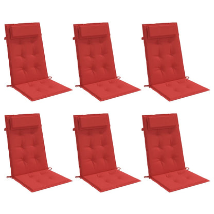 Cuscini per Sedia con Schienale Alto 6 pz Rosso Tessuto Oxford