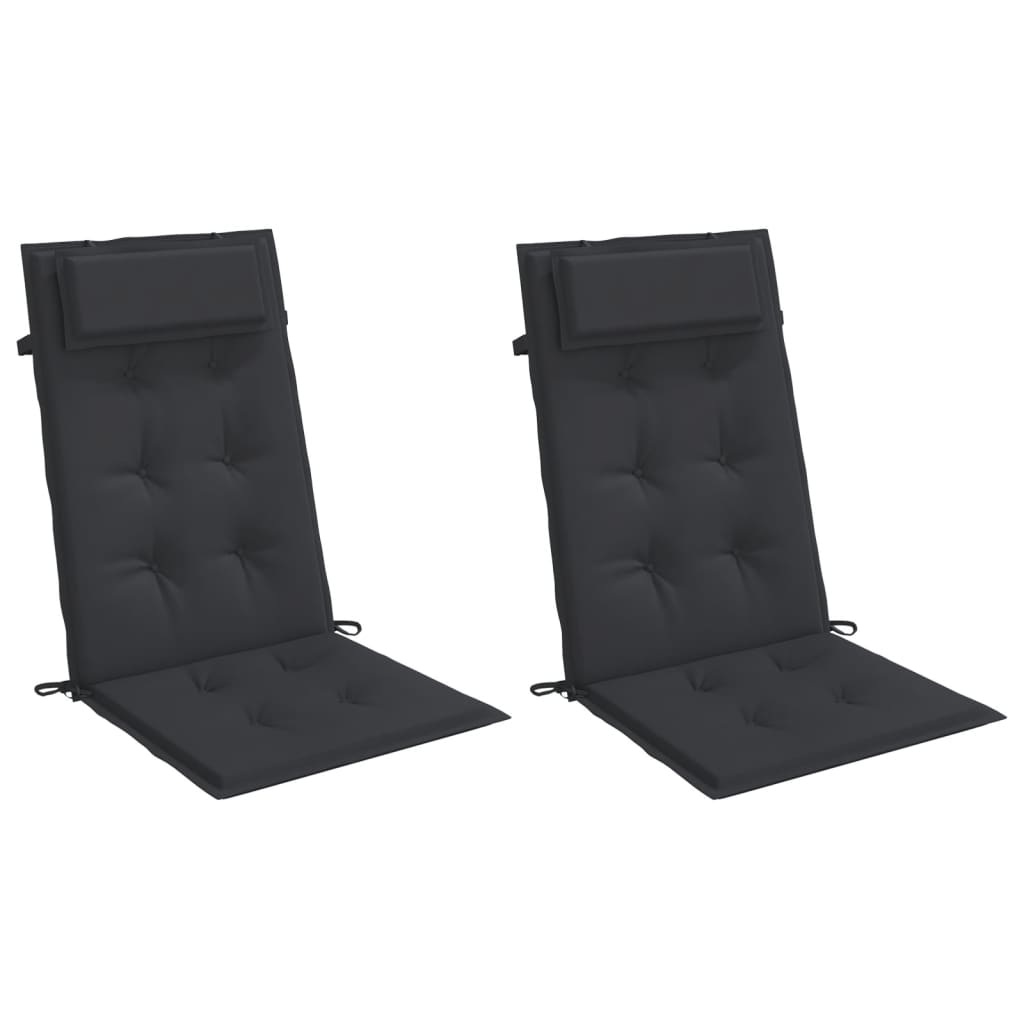 Cuscini per Sedia con Schienale Alto 2pz Nero in Tessuto Oxford
