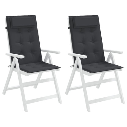 Cuscini per Sedia con Schienale Alto 2pz Nero in Tessuto Oxford