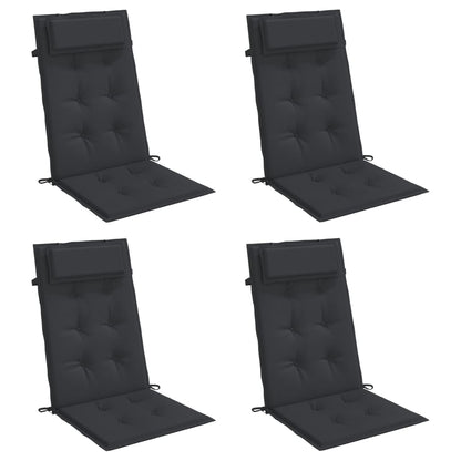 Cuscini per Sedia con Schienale Alto 4pz Nero in Tessuto Oxford