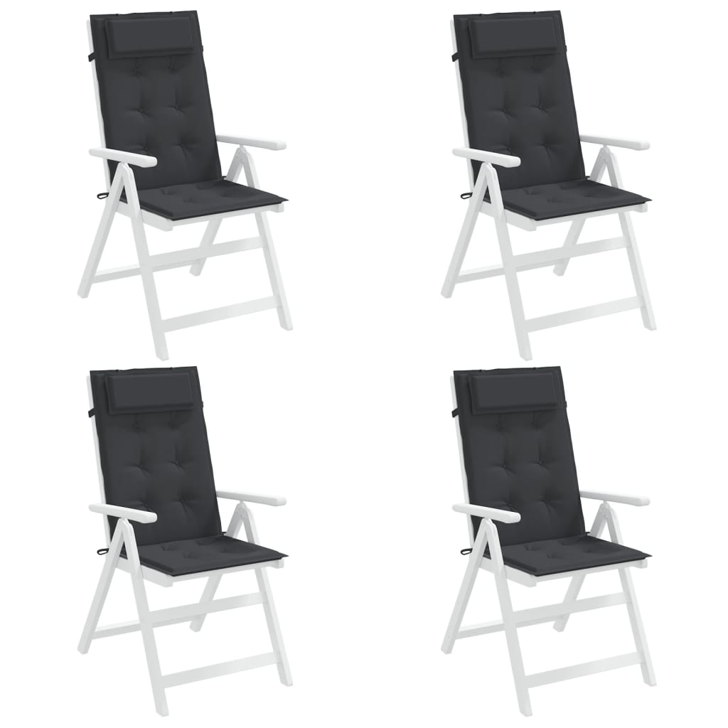 Cuscini per Sedia con Schienale Alto 4pz Nero in Tessuto Oxford