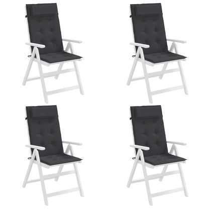 Cuscini per Sedia con Schienale Alto 4pz Nero in Tessuto Oxford