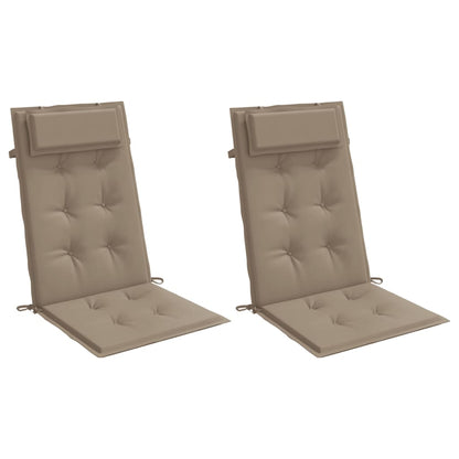 Cuscini per Sedia con Schienale Alto 2pz Tortora Tessuto Oxford