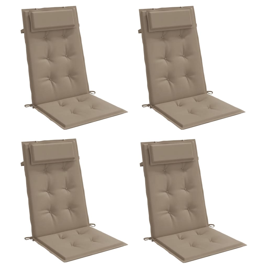 Cuscini per Sedia con Schienale Alto 4pz Tortora Tessuto Oxford