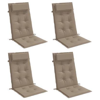 Cuscini per Sedia con Schienale Alto 4pz Tortora Tessuto Oxford