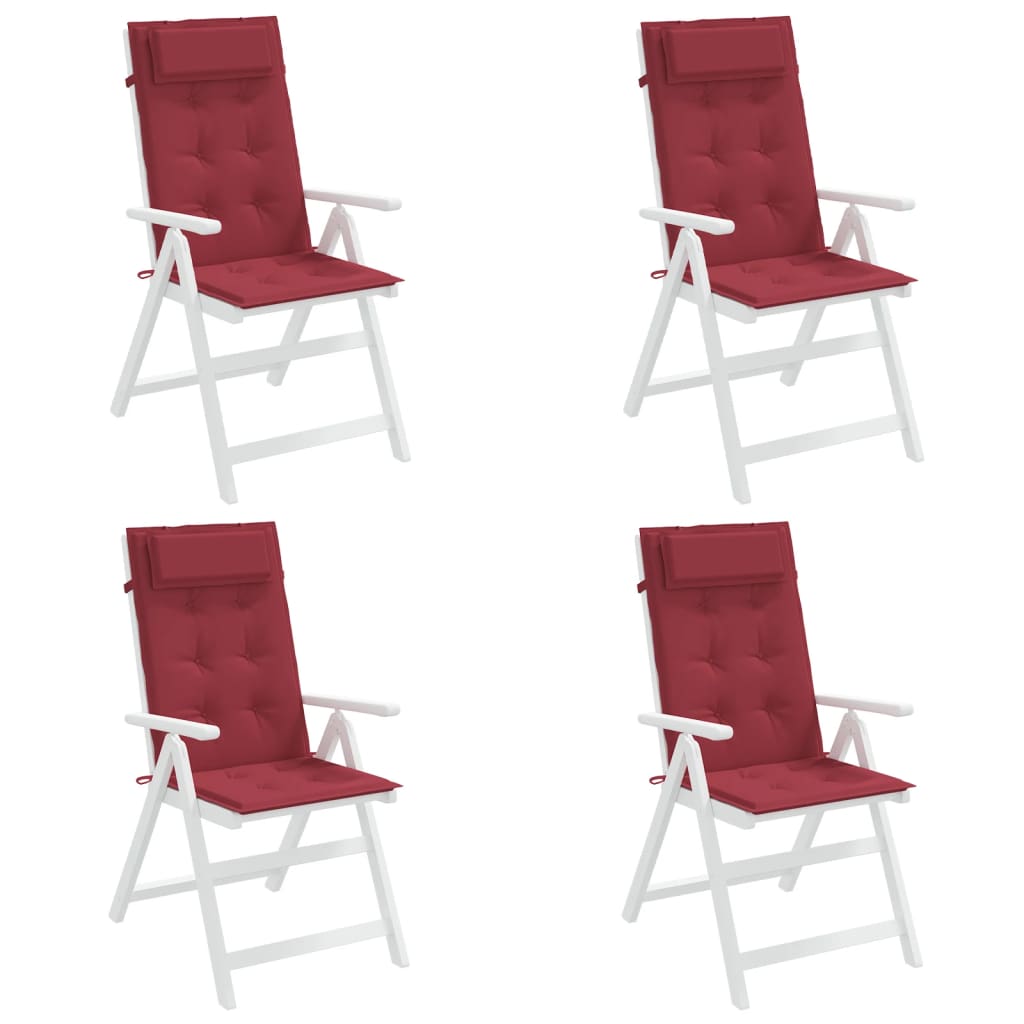 Cuscini Sedia con Schienale Alto 4 pz Rosso Vino Tessuto Oxford