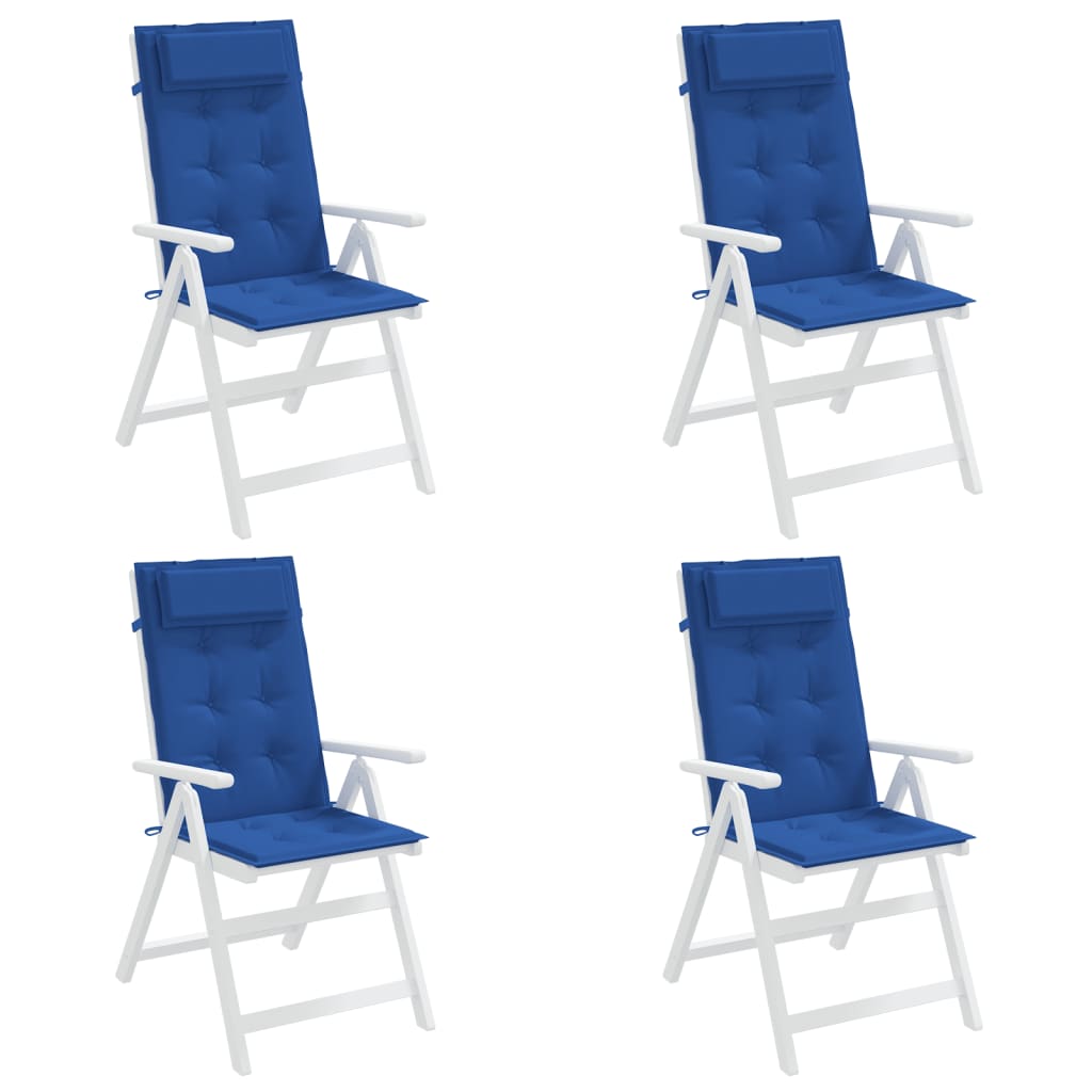 Cuscini Sedia con Schienale Alto 4 pz Blu Reale Tessuto Oxford