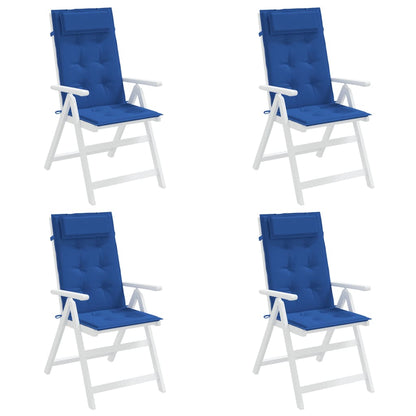 Cuscini Sedia con Schienale Alto 4 pz Blu Reale Tessuto Oxford