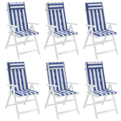 Cuscini Sedia Schienale Alto 6 pz Bianco e Blu Tessuto Oxford