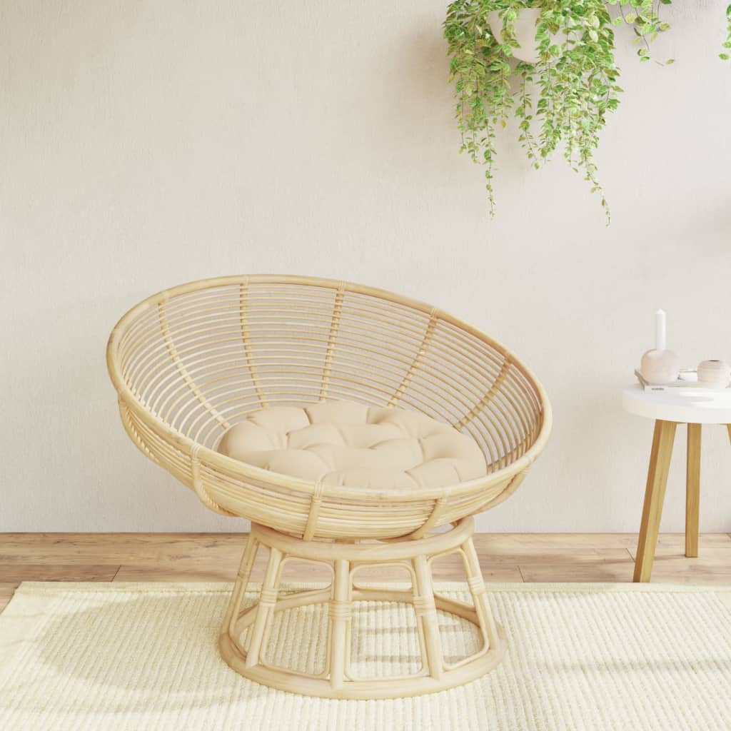 Cuscino Rotondo Beige Ã˜ 60x11 cm in Tessuto Oxford