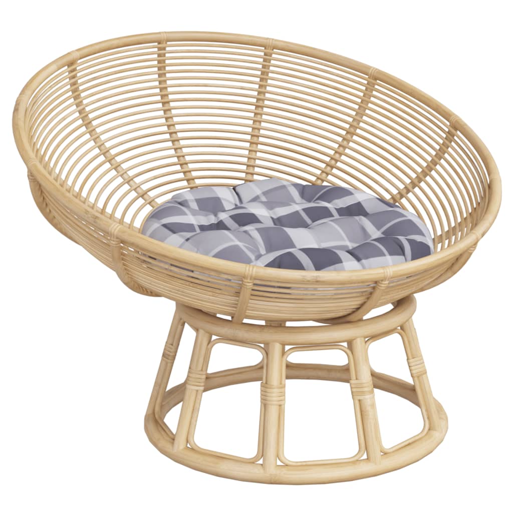 Cuscino Rotondo Grigio Motivo a Quadri Ã˜ 60x11cm Tessuto Oxford