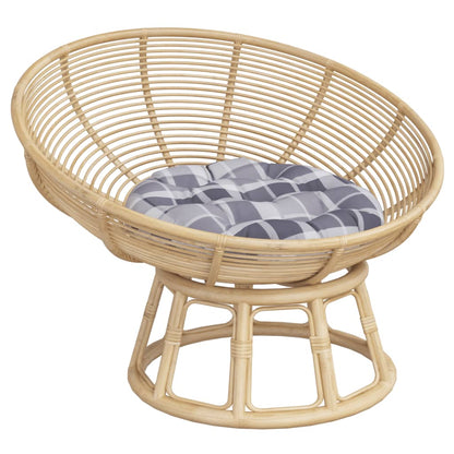 Cuscino Rotondo Grigio Motivo a Quadri Ã˜ 60x11cm Tessuto Oxford