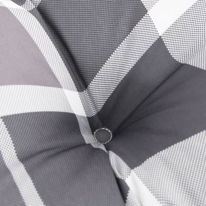 Cuscino Rotondo Grigio Motivo a Quadri Ã˜ 60x11cm Tessuto Oxford