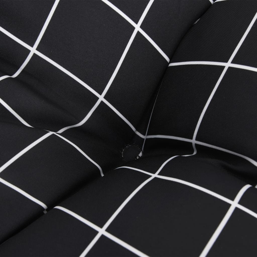 Cuscino Rotondo Nero Motivo a Quadri Ã˜ 60x11cm Tessuto Oxford