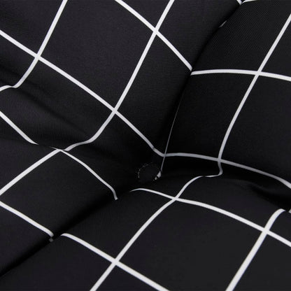 Cuscino Rotondo Nero Motivo a Quadri Ã˜ 60x11cm Tessuto Oxford