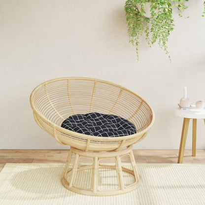 Cuscino Rotondo Nero Motivo a Quadri Ã˜ 60x11cm Tessuto Oxford