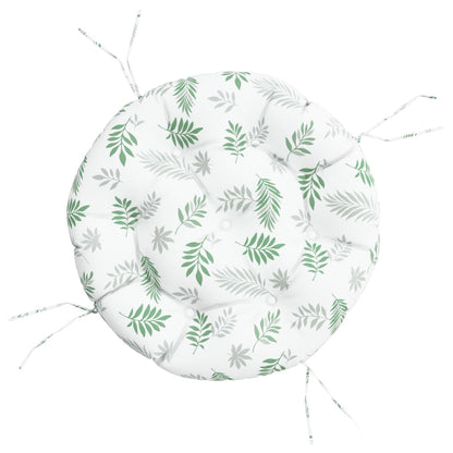 Cuscino Rotondo Motivo a Foglie Ã˜ 60x11 cm in Tessuto Oxford