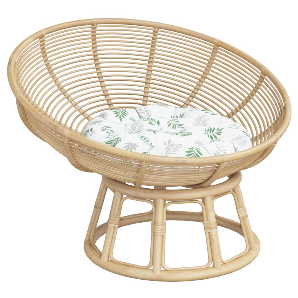Cuscino Rotondo Motivo a Foglie Ã˜ 60x11 cm in Tessuto Oxford