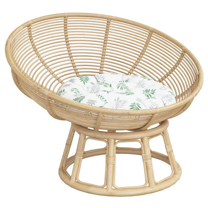 Cuscino Rotondo Motivo a Foglie Ã˜ 60x11 cm in Tessuto Oxford