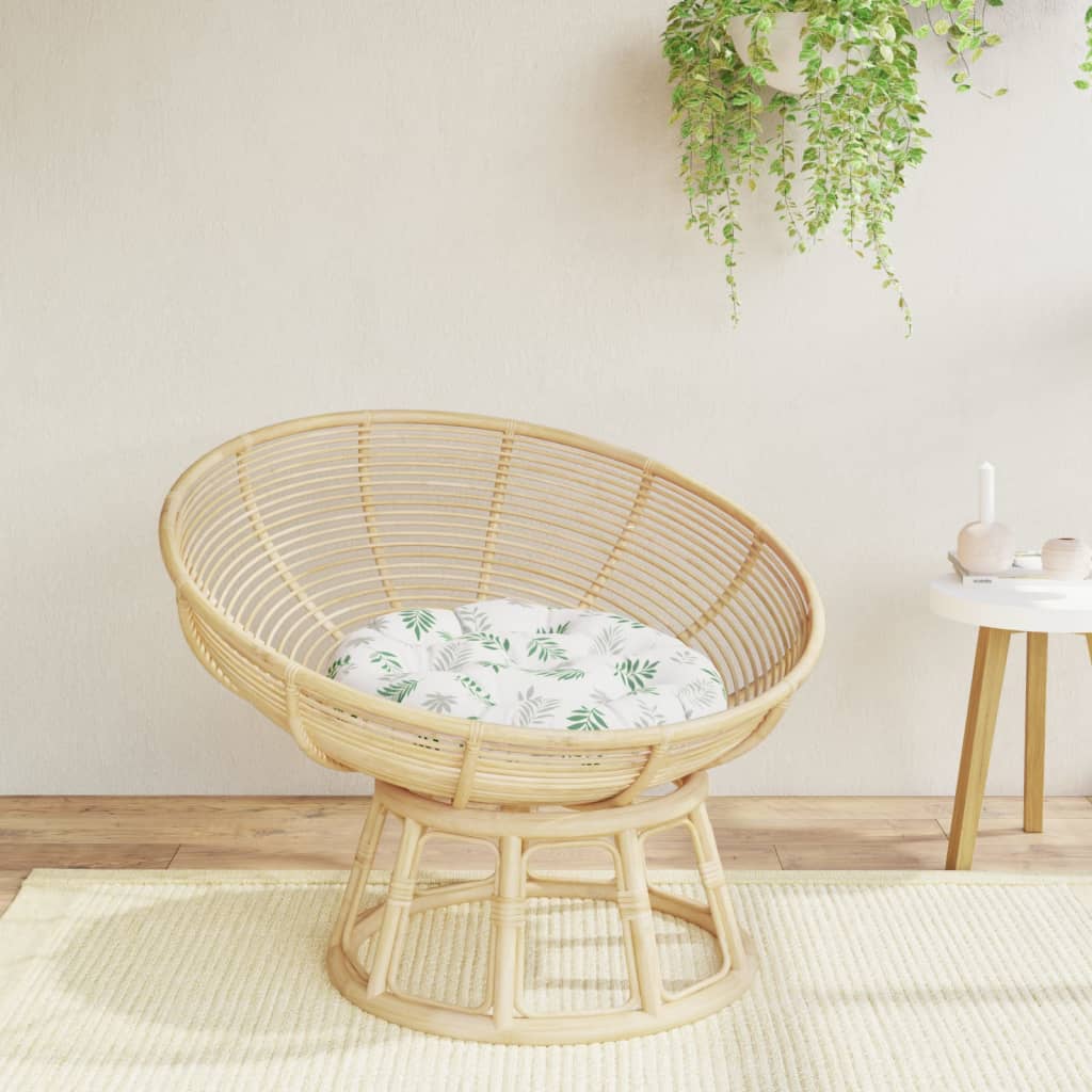 Cuscino Rotondo Motivo a Foglie Ã˜ 60x11 cm in Tessuto Oxford