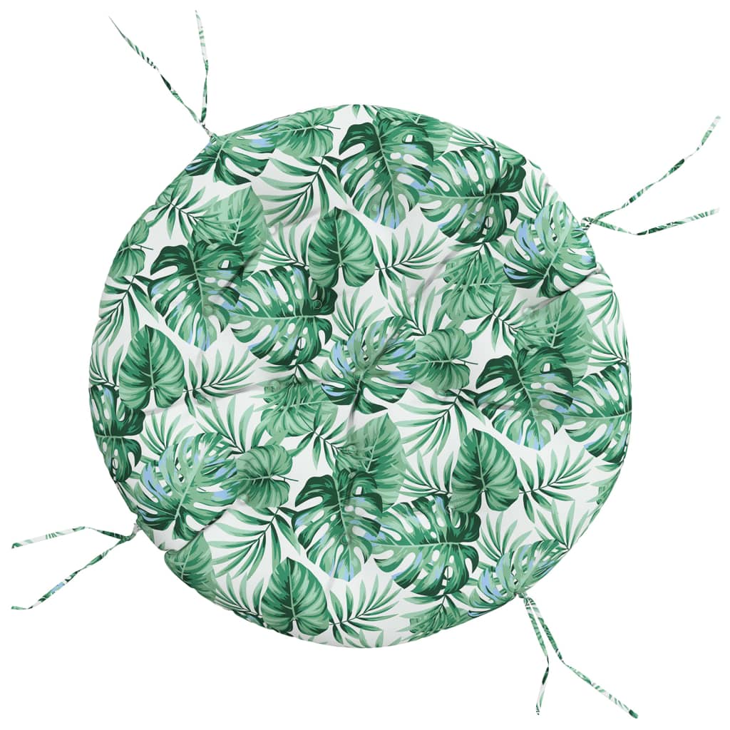 Cuscino Rotondo Motivo a Foglie Ã˜ 100x11 cm in Tessuto Oxford