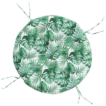 Cuscino Rotondo Motivo a Foglie Ã˜ 100x11 cm in Tessuto Oxford