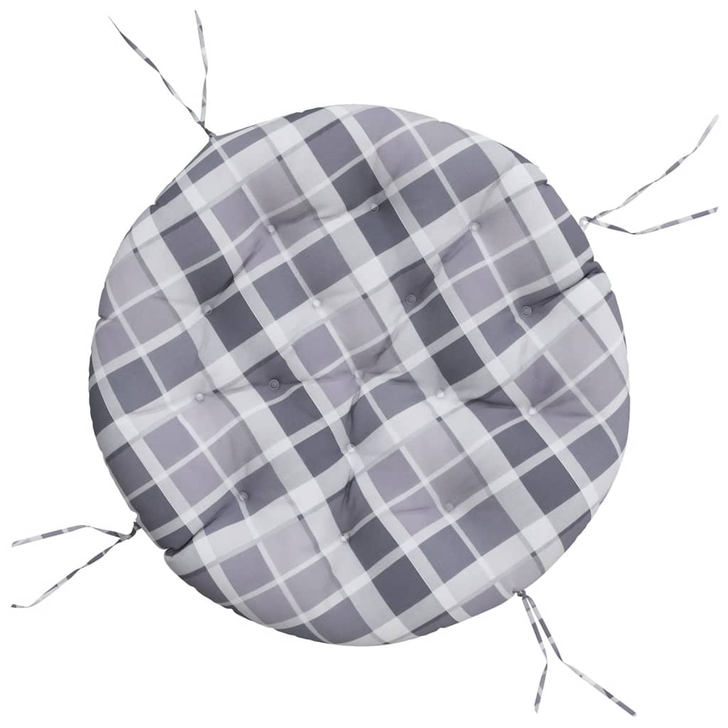 Cuscino Rotondo Grigio Motivo Quadri ÃƒËœ 100x11 cm Tessuto Oxford