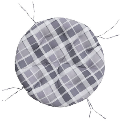 Cuscino Rotondo Grigio Motivo Quadri ÃƒËœ 100x11 cm Tessuto Oxford