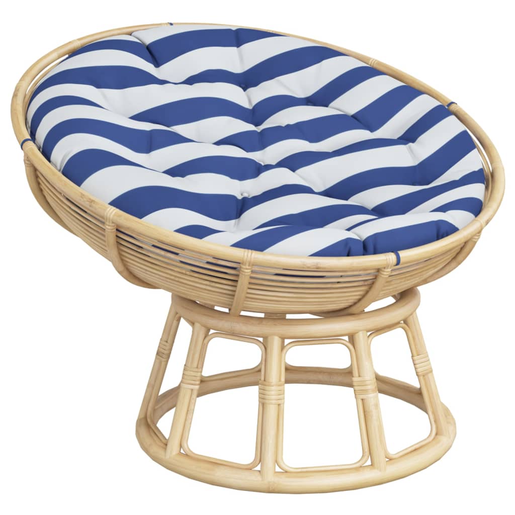 Cuscino Rotondo Righe Blu Bianche Ã˜ 100x11 cm in Tessuto Oxford