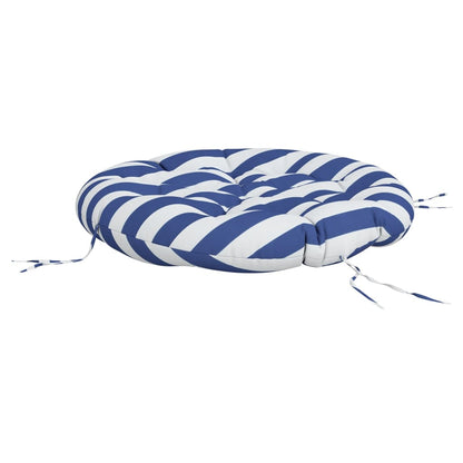 Cuscino Rotondo Righe Blu Bianche Ã˜ 100x11 cm in Tessuto Oxford