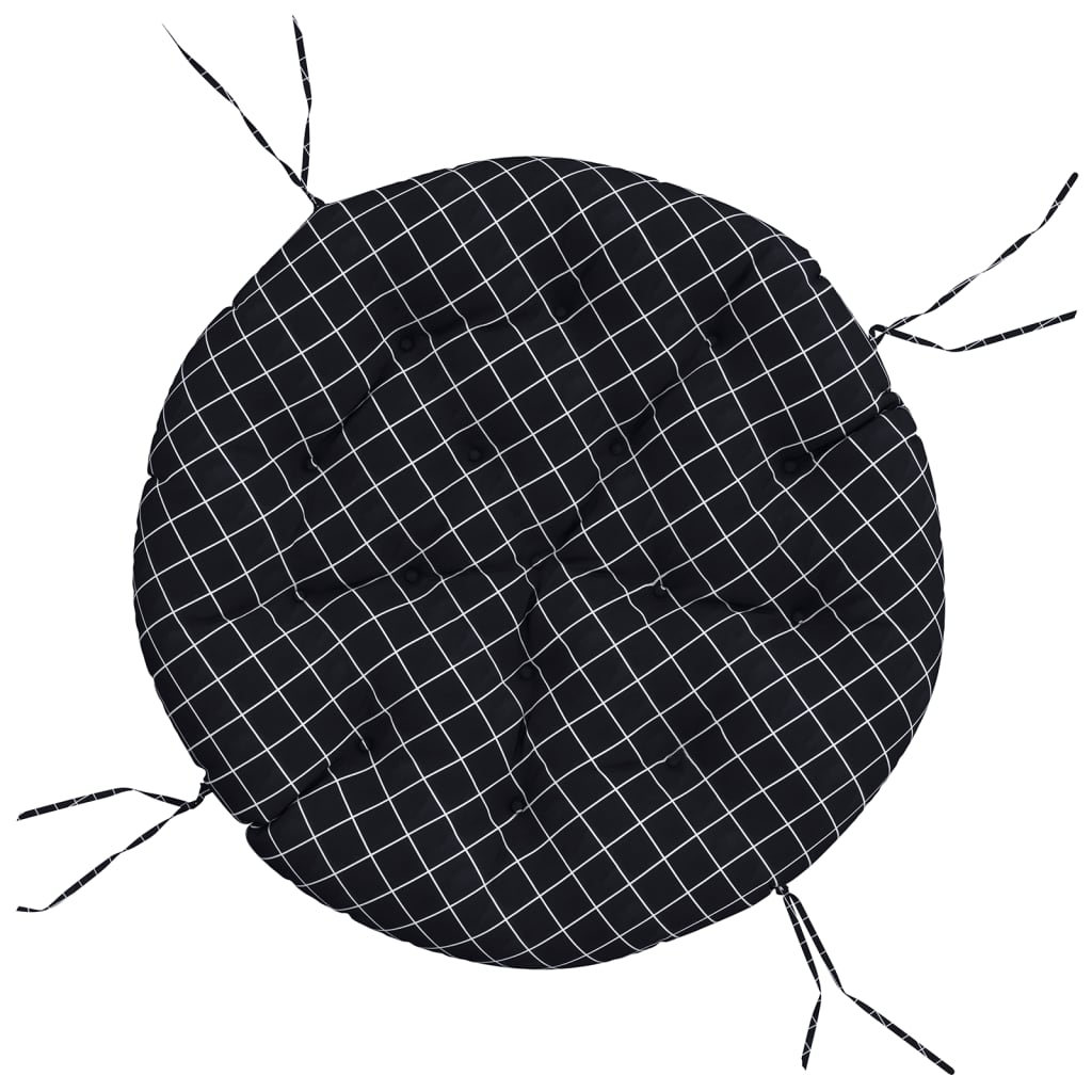 Cuscino Rotondo Nero Motivo a Quadri Ã˜ 100x11 cm Tessuto Oxford
