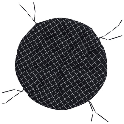 Cuscino Rotondo Nero Motivo a Quadri Ã˜ 100x11 cm Tessuto Oxford