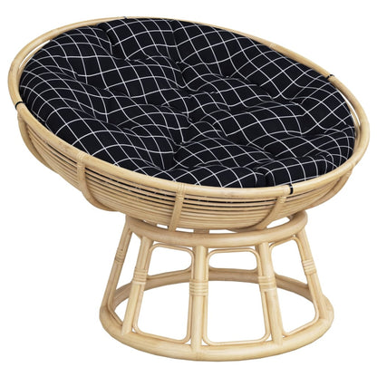Cuscino Rotondo Nero Motivo a Quadri Ã˜ 100x11 cm Tessuto Oxford