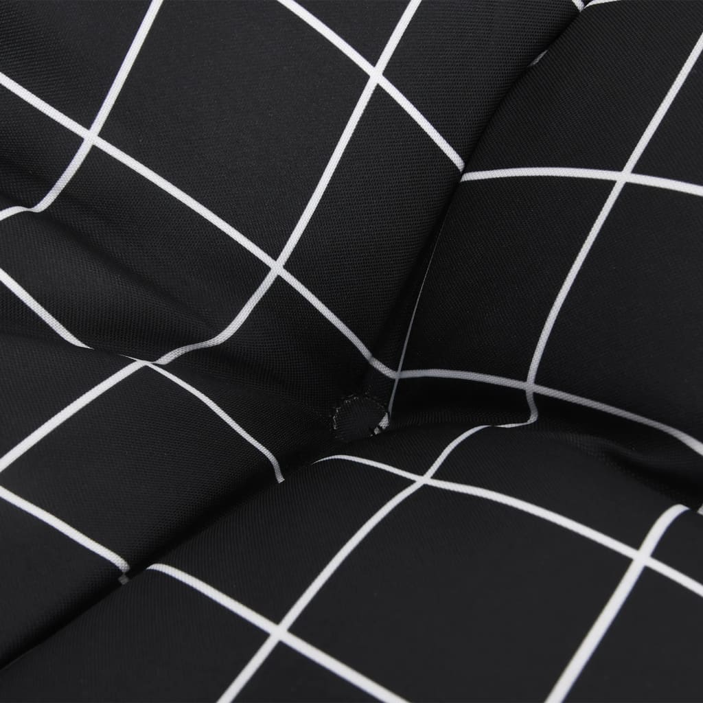 Cuscino Rotondo Nero Motivo a Quadri Ã˜ 100x11 cm Tessuto Oxford