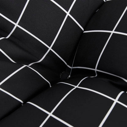 Cuscino Rotondo Nero Motivo a Quadri Ã˜ 100x11 cm Tessuto Oxford