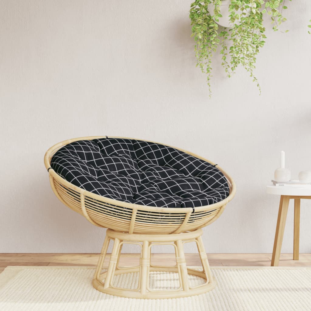 Cuscino Rotondo Nero Motivo a Quadri Ã˜ 100x11 cm Tessuto Oxford